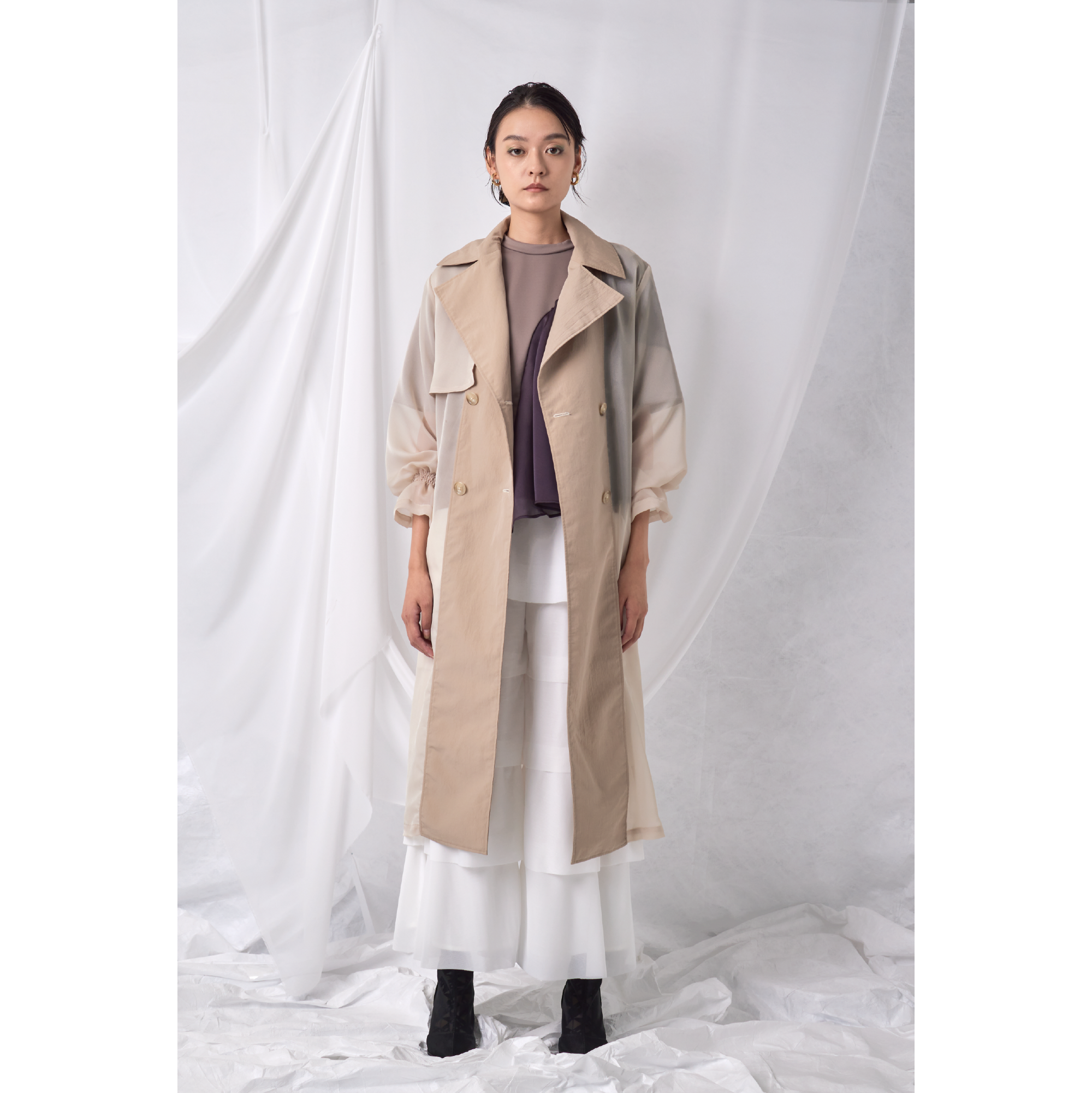 sunsea over coat 2 ベージュ コート sunsea over coat 2 ベージュ コート 2色*ユニセックス
